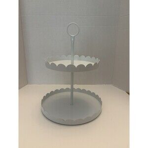 Two Tier Dessert/cup Cake/ Trinket/Decor Stand Scalloped Edges  Metal